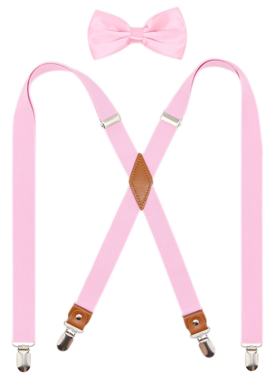 4614 Suspender and Bowtie Set X Back Heavy Duty Adjustable Elastic Clips